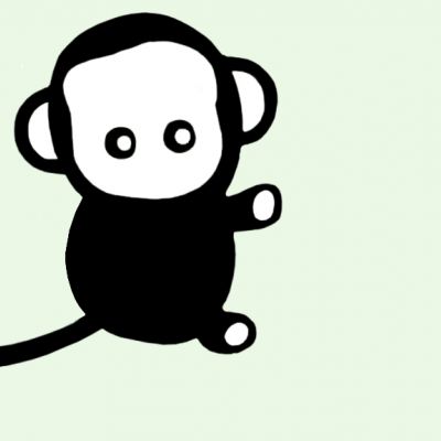 Line drawing of cute monkey