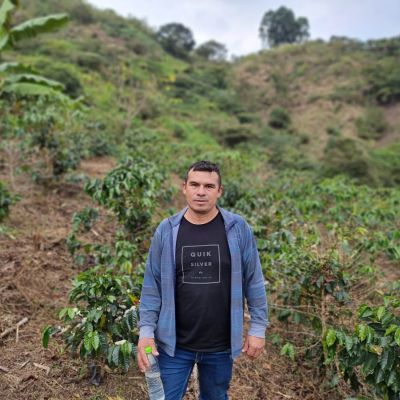 Cleyder Altamirano Sarmiento at his green coffee farm El Guayaquil in San Miguel, Chirinos, Peru.