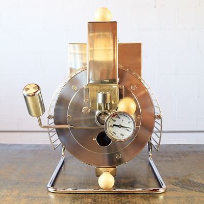 Front view of the Quest M3s with a weighted drop door, analog thermometer and small trier. 