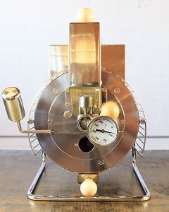 Front view of the Quest M3s with a weighted drop door, analog thermometer and small trier. 
